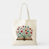Open Boektekening met kleurrijke bloei Tote Bag (Achterkant)