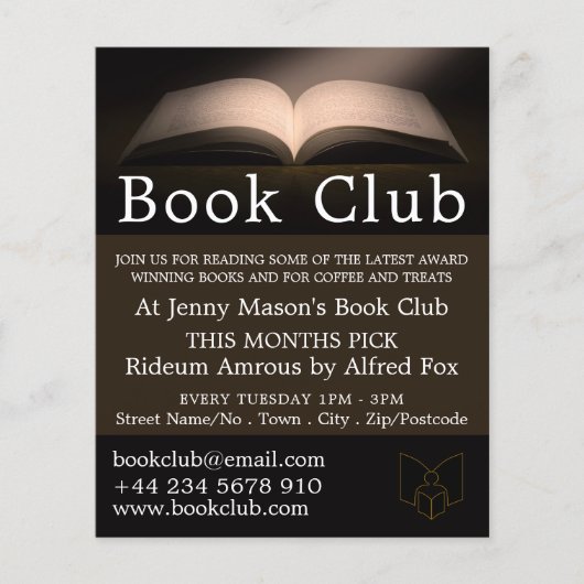 Open Book, Book Club Adverteren Flyer (Voorkant)