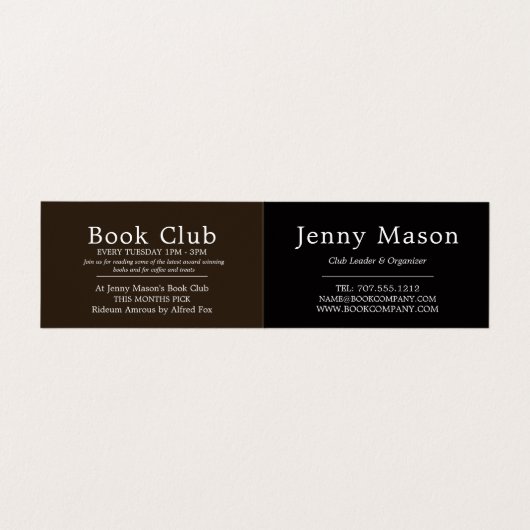 Open Book, Book Club Gedetailleerd Visitekaartje (Binnenkant ongevouwen)