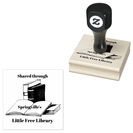 Open Book Design Wooden Stempel (Gestempeld)