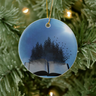Open Book Forest Digital Art Scene - Speciaal gepe Keramisch Ornament