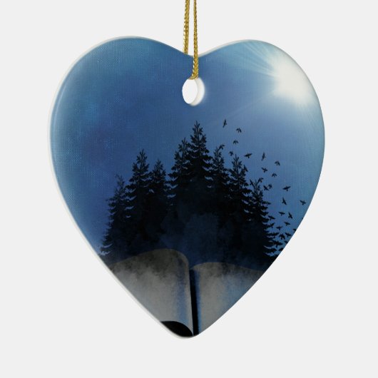 Open Book Forest Keramisch Ornament (Rechts)