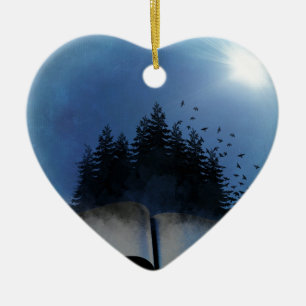 Open Book Forest Keramisch Ornament