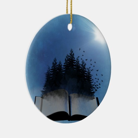 Open Book Forest Keramisch Ornament (Rechts)