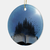Open Book Forest Keramisch Ornament (Links)