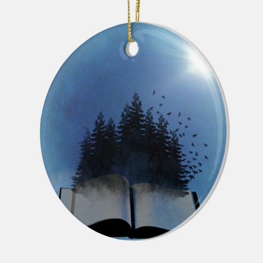 Open Book Forest Keramisch Ornament (Links)