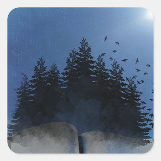 Open Book Forest Vierkante Sticker (Voorkant)