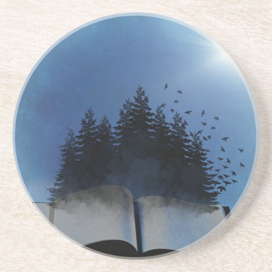 Open Book Forest Zandsteen Onderzetter (Voorkant)