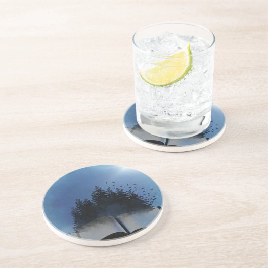 Open Book Forest Zandsteen Onderzetter (Zijkant)