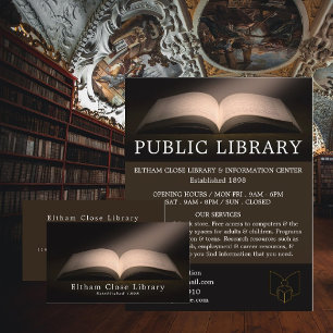 Open Book, Librarian, Library Visitekaartje