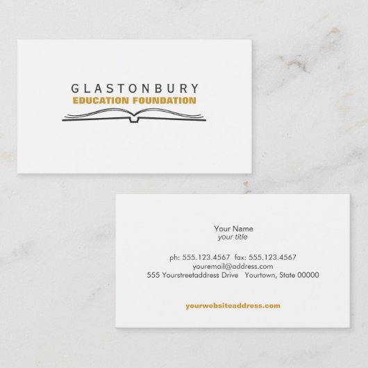 Open Book Logo Education Teacher Visitekaartje (Voorkant / Achterkant)