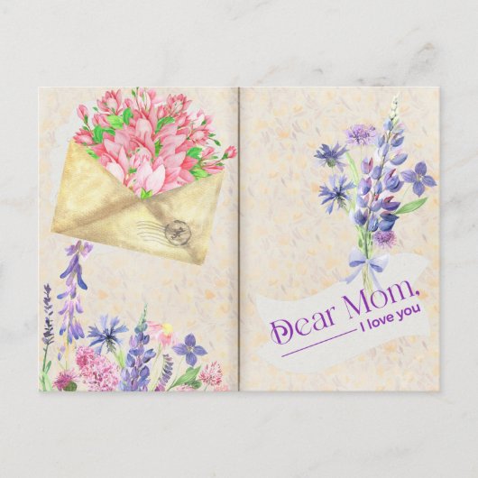 Open Book Style Art met Floral Mam Briefkaart (Voorkant)