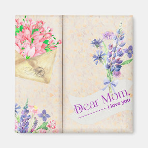  Open Book Style Art met Floral Mam Magneet
