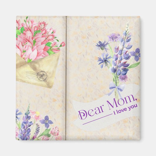 Open Book Style Art met Floral Mam Magneet (Voorkant)