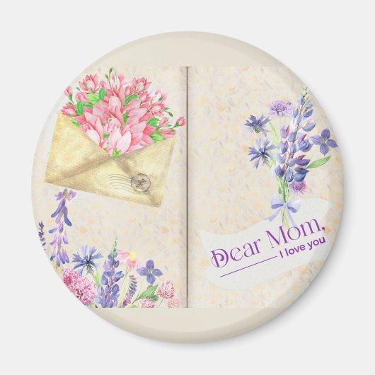 Open Book Style Art met Floral Mam Magneet (Voorkant)