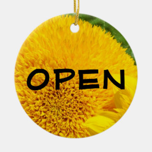 OPEN bordje Gesloten Bordje ornament Gele Zonneblo