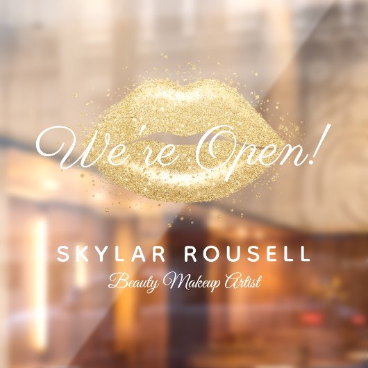 Open Business Gold Black Lips Makeup Raamsticker (Vel 2)