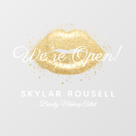 Open Business Gold Black Lips Makeup Raamsticker