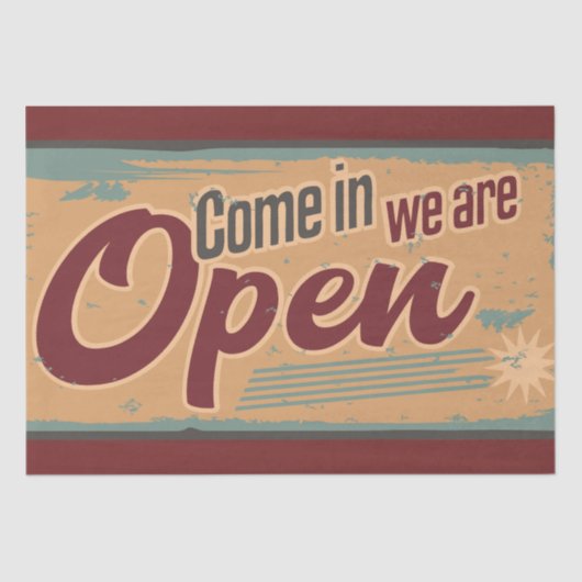  open business retro cafe garage tissuepapier (Voorkant)