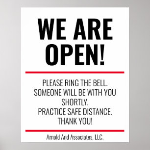Open Business Sign. met instructies Poster
