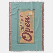  open business sign retro cafe garage deken (Voorkant Verticaal)