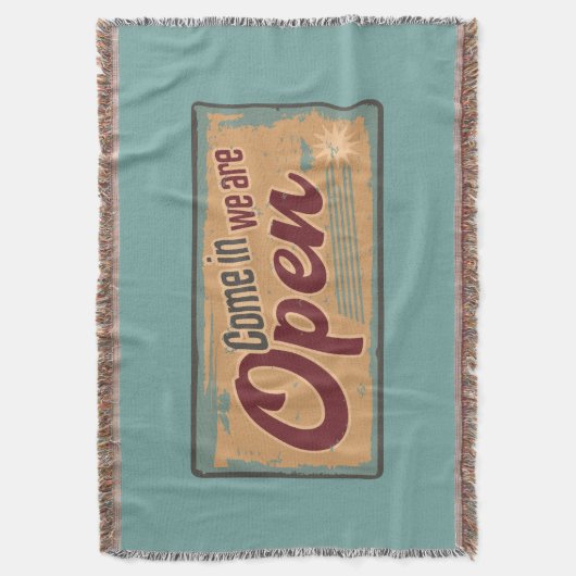  open business sign retro cafe garage deken (Voorkant Verticaal)