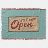  open business sign retro cafe garage deken (Voorkant)