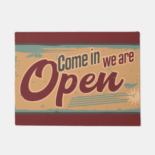 open business sign retro cafe garage deurmat
