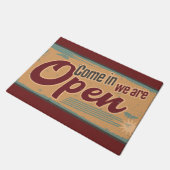 open business sign retro cafe garage deurmat (Schuin)