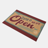 open business sign retro cafe garage deurmat (Schuin)