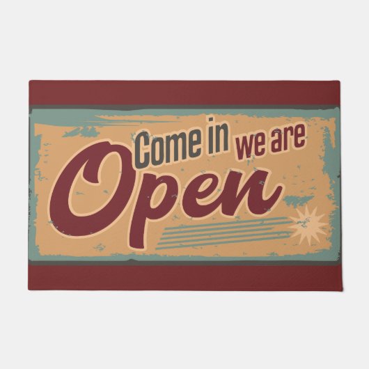open business sign retro cafe garage deurmat (Voorkant)