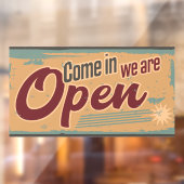 open business sign retro cafe garage raamsticker (Vel 2)