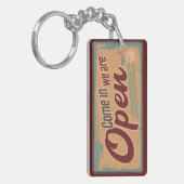 open business sign retro cafe garage sleutelhanger (Voorkant Links)