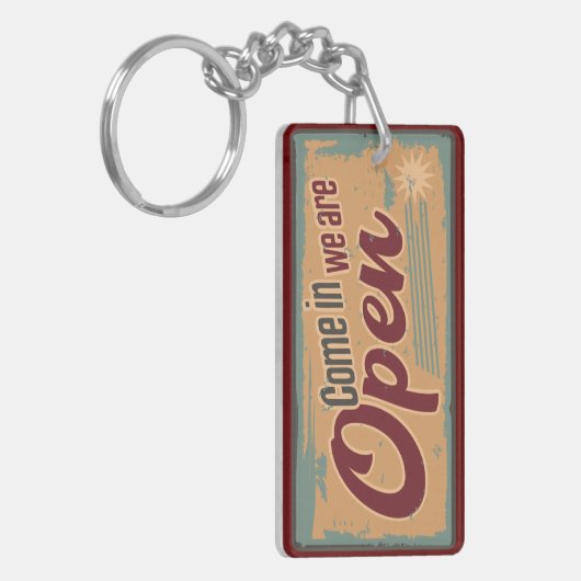  open business sign retro cafe garage sleutelhanger (Voorkant Links)