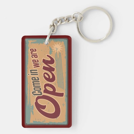  open business sign retro cafe garage sleutelhanger (achterkant)