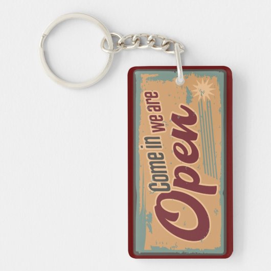  open business sign retro cafe garage sleutelhanger (Voorkant)