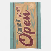  open business sign retro cafe garage theedoek (Verticaal)