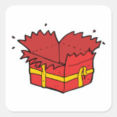 Open Cadeau Vierkante Sticker (Voorkant)
