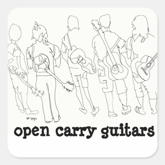 Open Carry gitaren Vierkante Sticker (Voorkant)