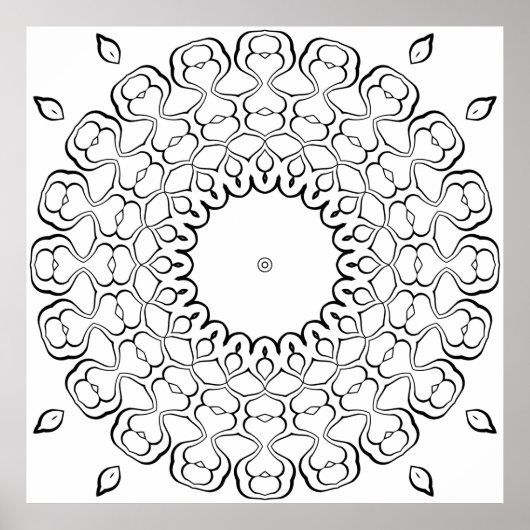 Open Center Hart Mandala Kleurplaat Ontwerp Poster (Voorkant)