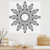 Open Center Mandala met Herhalend Bloemmotief Poster (Keuken)