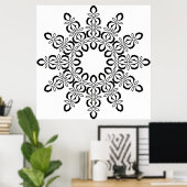 Open Center Mandala met Herhalend Bloemmotief Poster (Thuiskantoor)