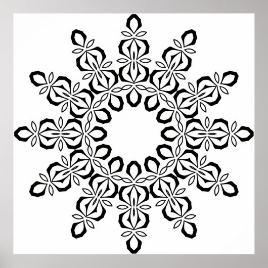 Open Center Mandala met Herhalend Bloemmotief Poster (Voorkant)