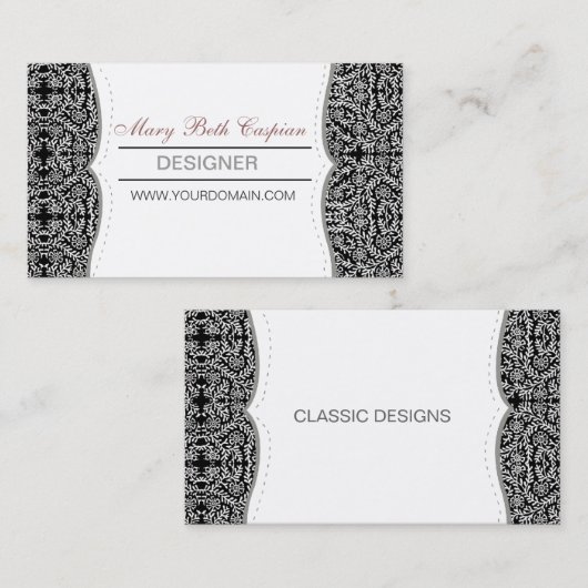 Open-Close Classic Floral Damask Pattern Motif Visitekaartje (Voorkant / Achterkant)