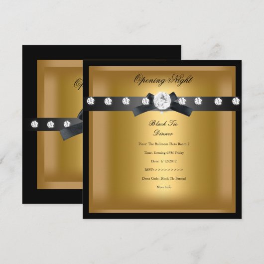 Open Corporate Business Formal Black Gold Kaart (Voorkant / Achterkant)