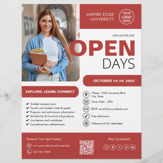 Open Dag College University Red Business Flyer (Voorkant)