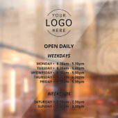Open dagelijkse openingstijden Uw logo winkelbord Raamsticker (Vel 2)
