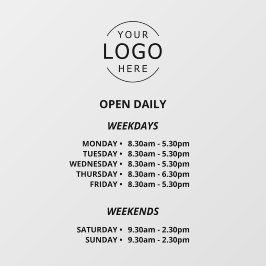 Open Daily Winkeluren Uw Logo Winkelbord Raamsticker