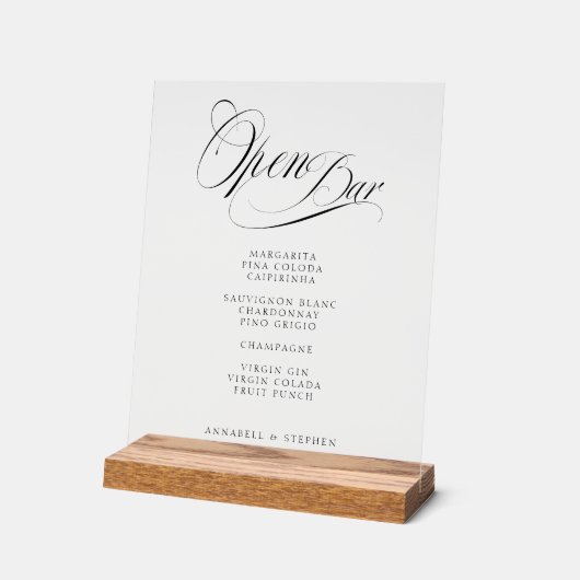 Open de bar! Modern, kalligrafie, bruiloft Acryl Bord (Hoek)