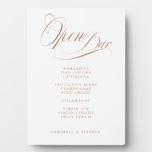 Open de bar! Modern, kalligrafie, wit Fotoplaat (voorkant)